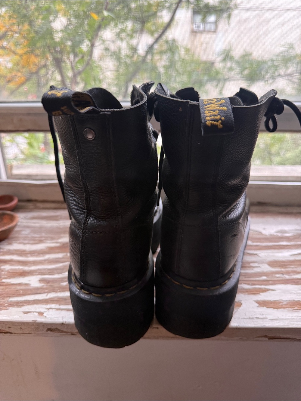 Dr. Martens Black Leather Platform Lace-Up Boots with Zipper - Picture 3 of 6